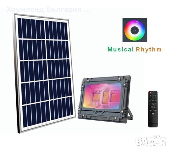 Bluetooth соларен прожектор с цветомузика 60W, снимка 2 - Къмпинг осветление - 40650904