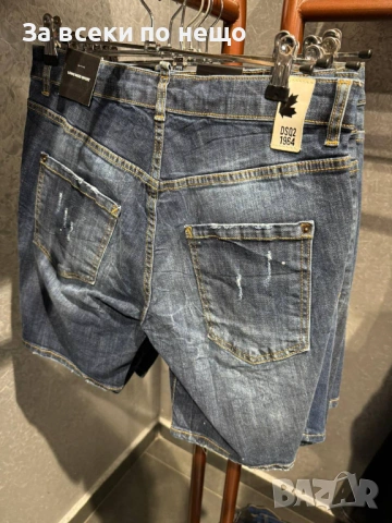 DSQUARED2 Мъжки Сини Къси Дънки С Накъсан Ефект🔝Дамски Къси Дънкови Панталони Код Mens P.199, снимка 2 - Дънки - 53921624