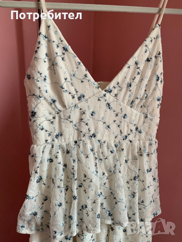 Бяла рокля с бродирани цветя NLY TREND, снимка 5 - Рокли - 44649238