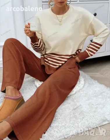 Дамски моден цветен комплект от две части, 5цвята , снимка 4 - Комплекти - 47308113