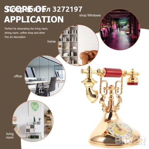 Старинен модел Европейски ретро телефон,форма на настолен часовник с будилник,различни цветове, снимка 9 - Други - 49192063