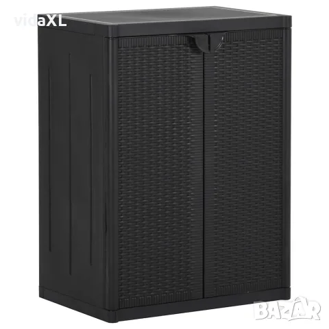 vidaXL Градински шкаф за съхранение, черен, 65х45х88 см, PP ратан