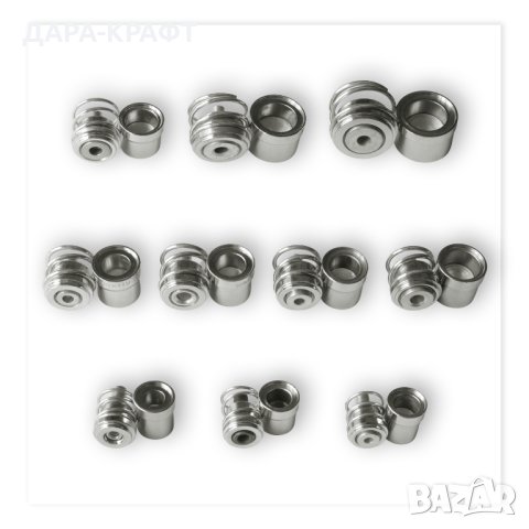 Сет от десет матрици за обличане на копчета, размери от 12мм до 28мм