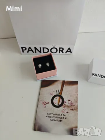 Оригинални нови обици Pandora /Пандора сребърни +кутия и торбичка, снимка 3 - Обеци - 49340096