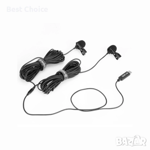 Двоен кабелен микрофон Boya BY-M3D с USB Type-C, снимка 2 - Микрофони - 52818965