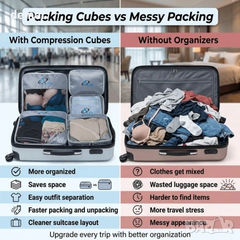 Компресионни опаковъчни кубчета Aafa за куфари, комплект от 7 ултралеки опаковъчни кубчета, снимка 5 - Други стоки за дома - 53934776