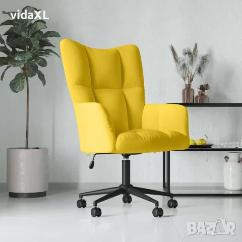 vidaXL Релаксиращ стол, горчица жълто, кадифе, снимка 2 - Столове - 56146885