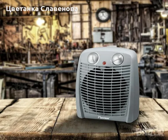  Вентилаторна печка Bestron   за помещения до 20 кв.м. 2000W, цвят: сив