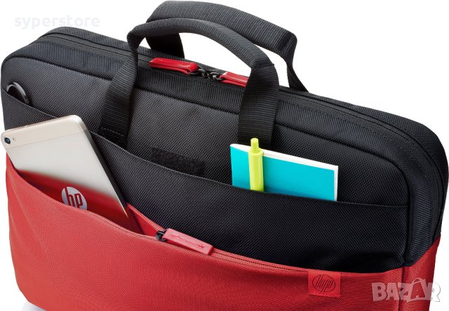Чанта за лаптоп 15.6" HP Duotone Briefcase Y4T18AA Черно-червена с презрамка, снимка 2 - Лаптоп аксесоари - 42367619