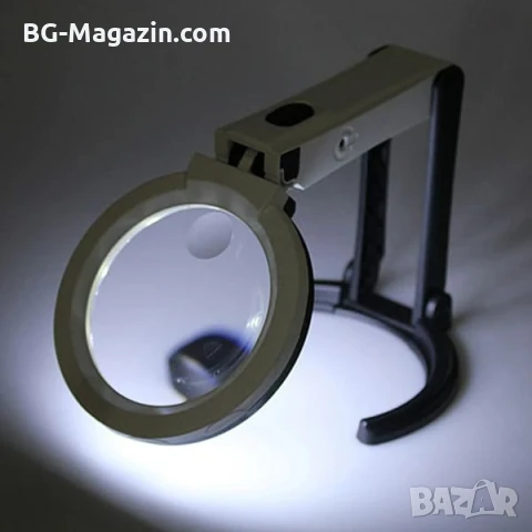 Голяма увеличителна ръчна и настола лупа с LED осветление за четене шиене бродиране гоблени лед, снимка 6 - Други инструменти - 50921022