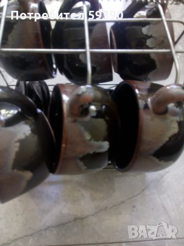 Керамични чаши за кафе със стойка, снимка 7 - Чаши - 29396157