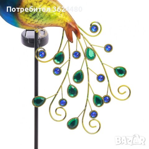 Градинска Соларна Лампа Паун, снимка 8 - Соларни лампи - 42829628