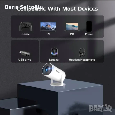 HD проектор с Android 11 – Превърни всяка стена в кино екран! 📽️, снимка 3 - Плейъри, домашно кино, прожектори - 50457518