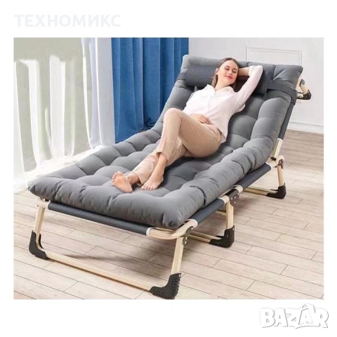 Сгъваемо туристическо легло, къмпинг шезлонг 180 см с възглавница, снимка 13 - Други стоки за дома - 53993925