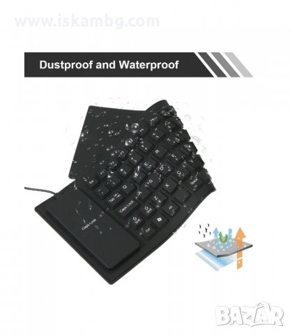 КЛАВИАТУРА, СИЛИКОНОВА, УСТОЙЧИВА НА ЗАЛИВАНЕ, ПРАХ И УДАРИ, USB ЧЕРНА - код 0081, снимка 7 - Клавиатури и мишки - 34116375