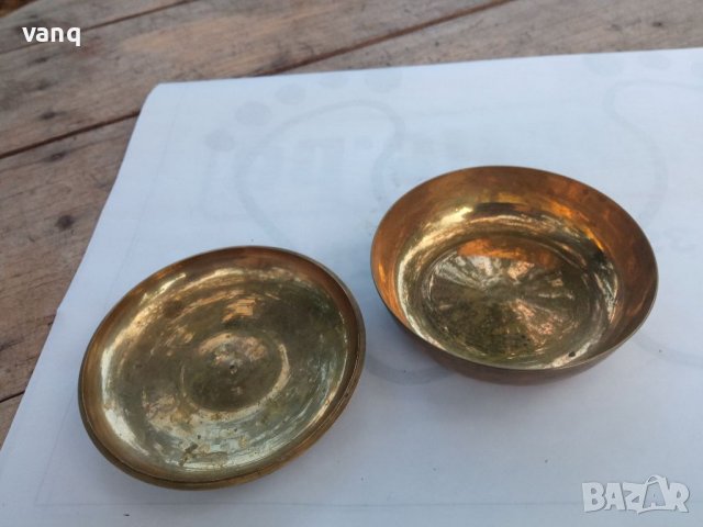 Месингова купа +емаел, снимка 4 - Антикварни и старинни предмети - 37576578