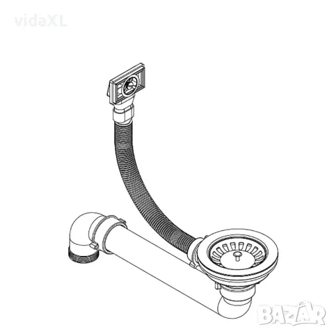 vidaXL Гранитна кухненска мивка с едно корито, черна, снимка 7 - Мивки - 56145986