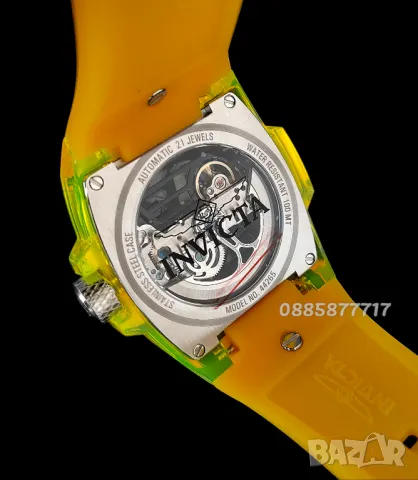 нов часовник INVICTA Skeleton automatic Yellow, Инвикта нов , снимка 8 - Мъжки - 48642841