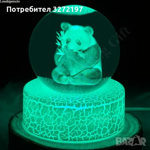 LED Светеща кристална топка/лампа, 3D сензорна-Панда