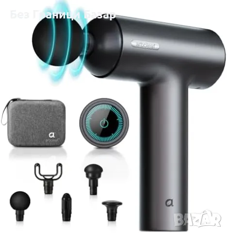 Нов Масажен пистолет arboleaf, 6 скорости, 5 глави за дълбок масаж