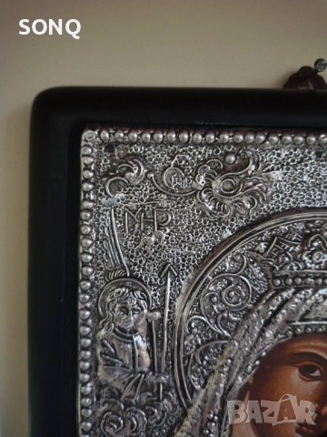 Прекрасна Посребрена Икона Богородица С Младенеца Христос., снимка 2 - Икони - 52510824