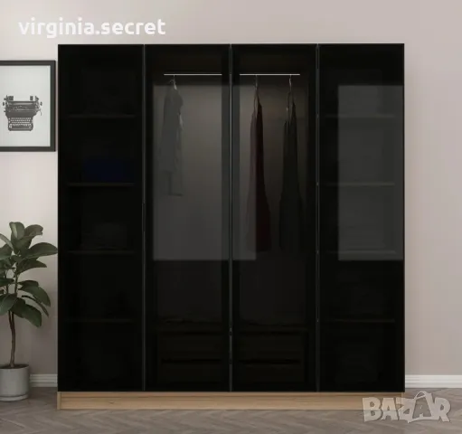 Модерен гардероб със стъклени врати, снимка 4 - Гардероби - 49859684