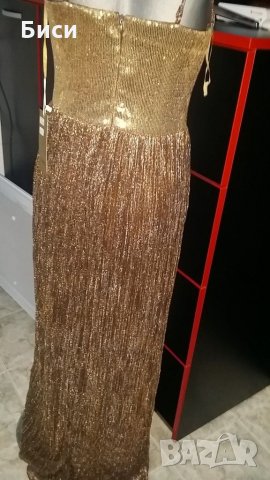 Нова бутикова официална златиста дълга рокля, снимка 7 - Рокли - 35373986