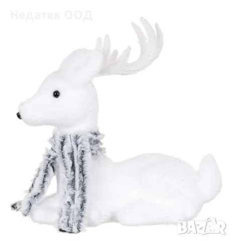 Коледна, Декоративна, Фигура, Елен, Бял, 21 см, снимка 3 - Декорация за дома - 48127010