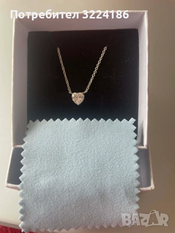 НОВО! Сребърно колие със сърце, снимка 2 - Колиета, медальони, синджири - 53938152