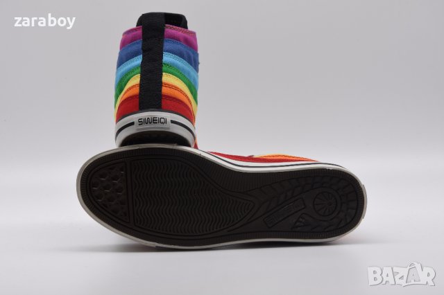 Цветни дамски кецове с принт Rainbow - Номер 36, снимка 4 - Кецове - 40307265