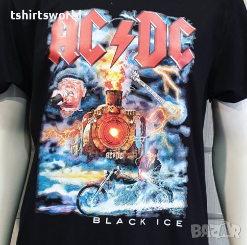 Нова мъжка тениска с дигитален печат на музикалната група AC/DC - Black Ice с Влак, снимка 7 - Тениски - 40717837