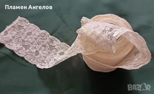 Бяла дантела-еластична ликра, коприна. , снимка 4 - Други - 49684724