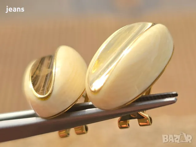 Винтидж обеци от 60те злато 18 карата и слонова кост, снимка 7 - Обеци - 48676939