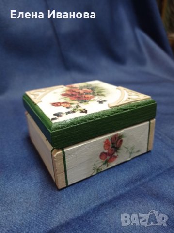 Дървена кутия за бижута с цветя - ръчно изработена, снимка 3 - Други - 31917533