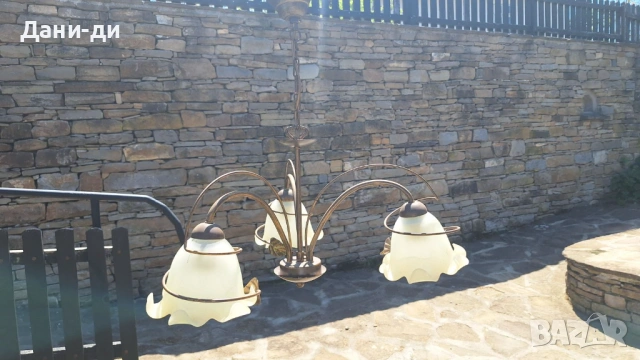 Старинни месингови  (бронзови) полилеи, абажури, снимка 3 - Антикварни и старинни предмети - 54320340