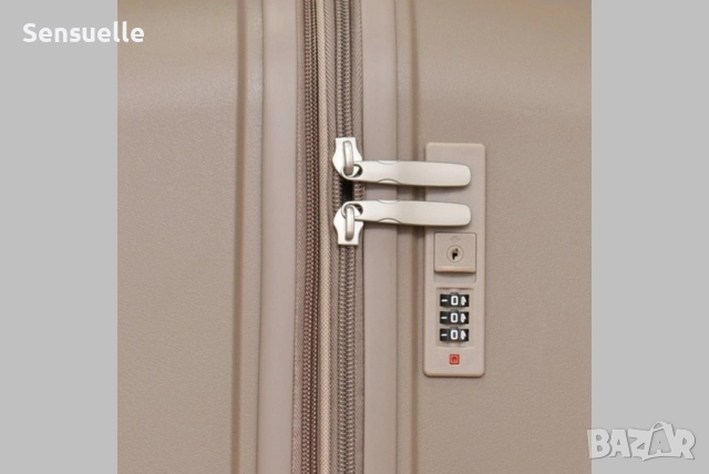 Пътнически куфари комплект 3 броя с колелца - бежов цвят, снимка 5 - Куфари - 52890842