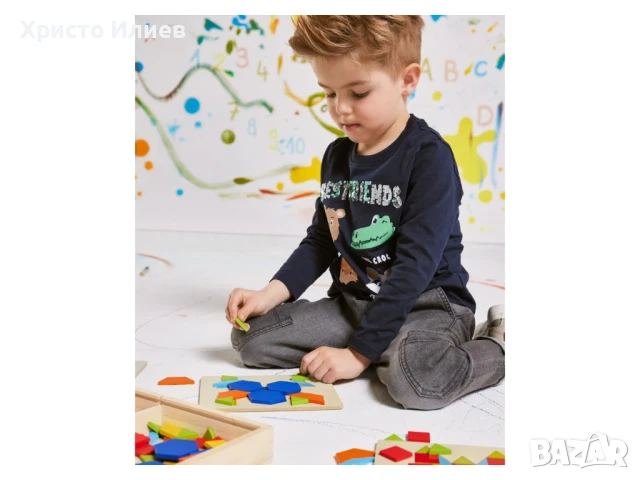 Дървен пъзел Мозайка Дървени кубчета форми Монтесори метод, снимка 7 - Игри и пъзели - 50805718