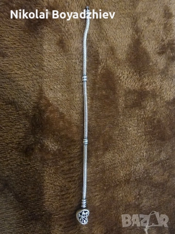 Сребърна гривна Пандора, снимка 3 - Гривни - 52777988