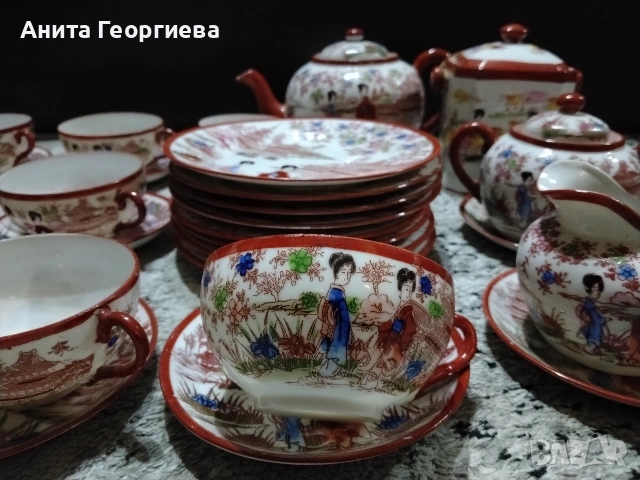 Японски порцеланов сервиз ръчна изработка 