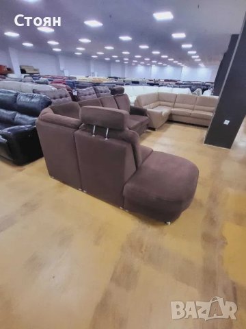 Кафяв ъглов диван от плат с функция сън "ZE-EM06001", снимка 5 - Дивани и мека мебел - 39970642