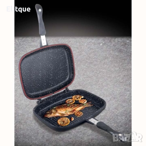 Тиган грил, двоен 32x25cm, снимка 2 - Съдове за готвене - 52852636