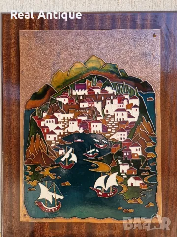 Красива антикварна медна картина пано , снимка 3 - Картини - 47760068