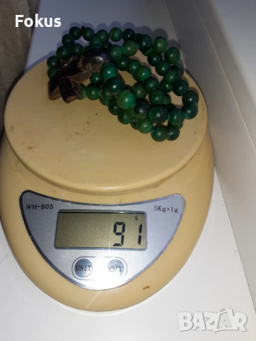 Стар гердан ланец колие от малахит със сребърен кръст, снимка 6 - Антикварни и старинни предмети - 54070694