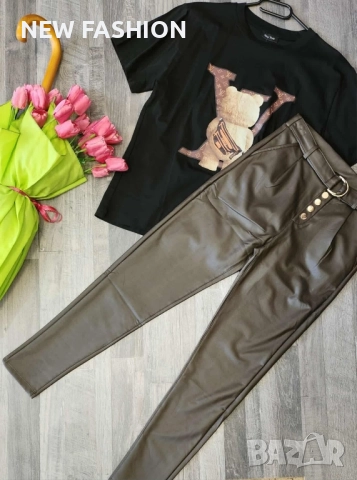 Дамски Кожени Панталони с Лека Вата ✨, снимка 3 - Панталони - 52312089