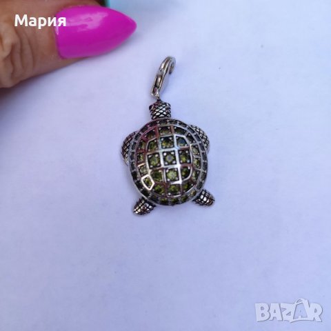 Сребърна висулка костенурка , снимка 1 - Колиета, медальони, синджири - 37684498