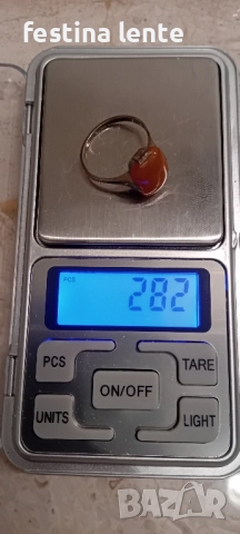 Стар руски сребърен пръстен с кехлибар, снимка 7 - Пръстени - 52394458