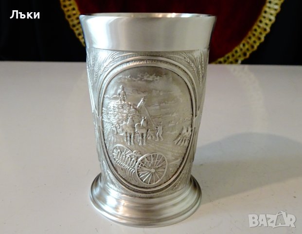 Чаша от калай с Орач,Жътва,Ферма. , снимка 4 - Антикварни и старинни предмети - 42752482