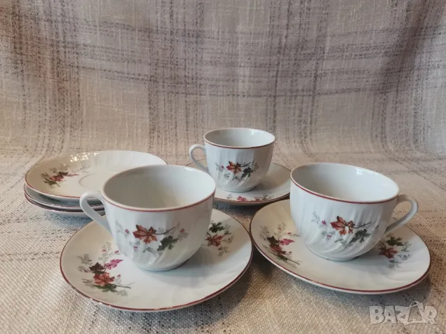 Чаши за чай и чинийки "Дъбов лист" , снимка 5 - Сервизи - 48310795