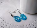 Обеци снежинки Сини обеци  Обеци от смола Ръчно изработени обеци Обици от Смола, снимка 3