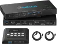 KVM превключвател HDMI 2.1 и USB‑C за 2 компютъра и 2 монитора, 4K 120 Hz, снимка 1
